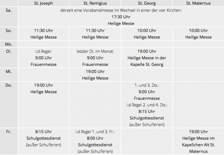 Gottesdienstordnung | Katholische Kirche im Rheinbogen